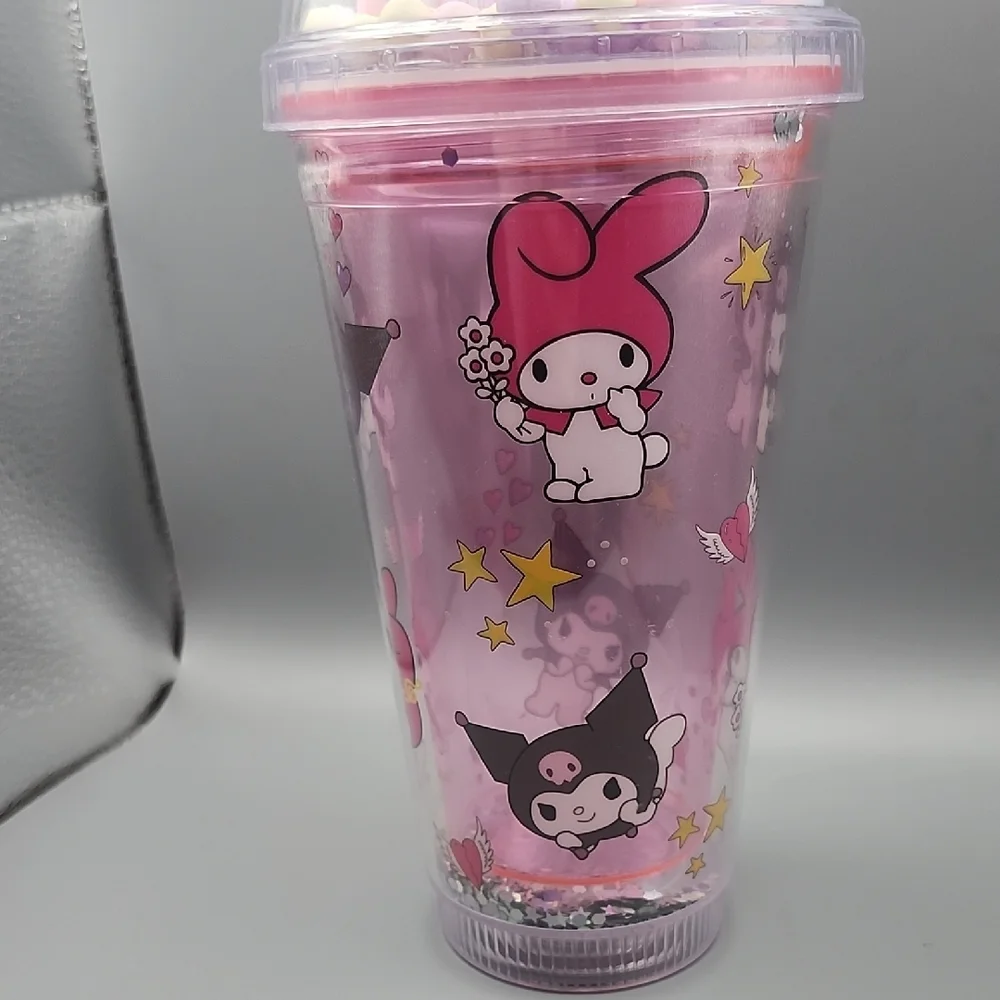 Cute Character Pink Tumbler With Straw.